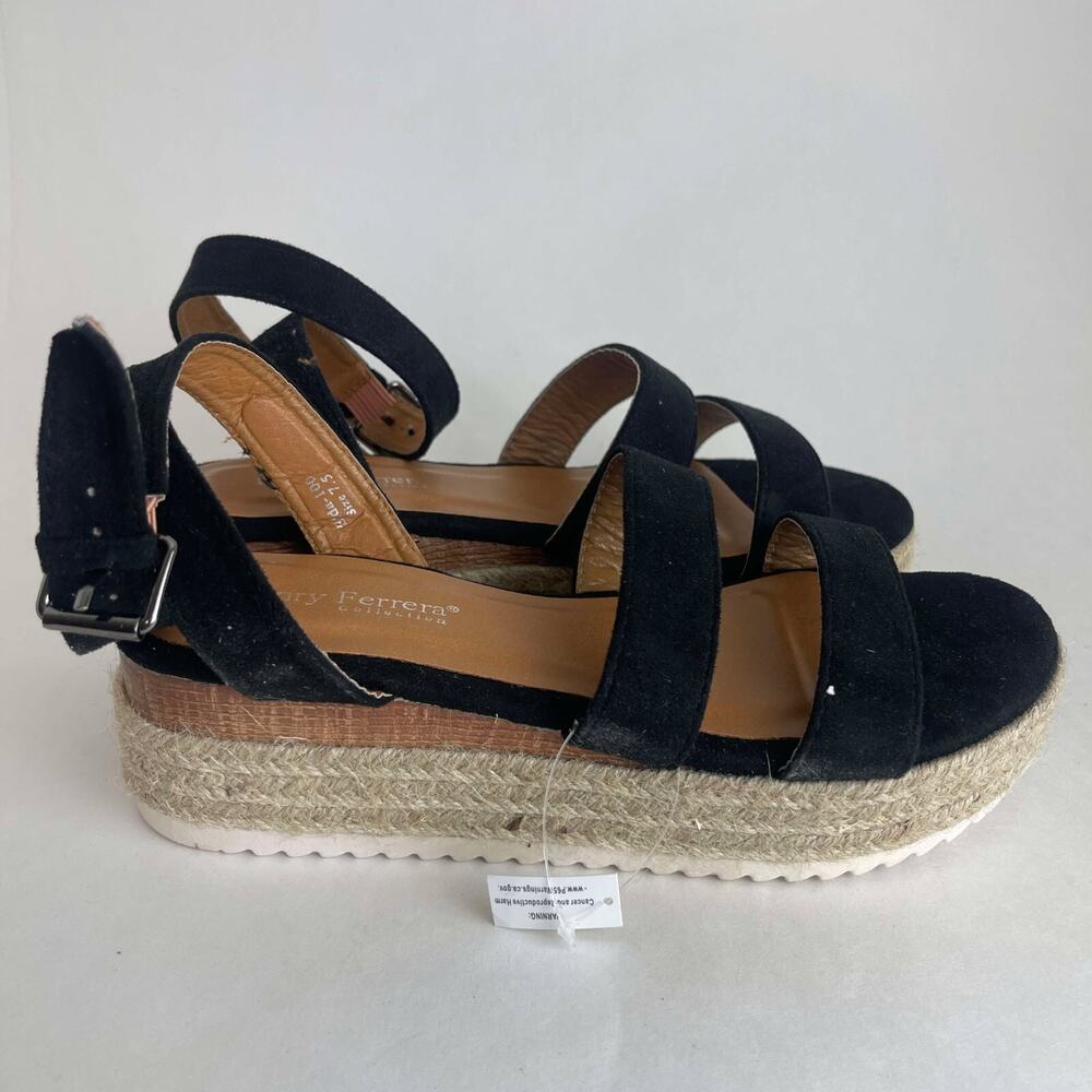 Henry Ferrera Collection Elda Womens Wedge Sandal Black Size 7 - Picture 8 of 14